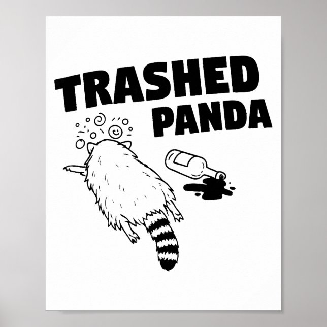 Póster Trashed Panda, Funny Drunk Raccoon, Funny Trash Pa (Frente)
