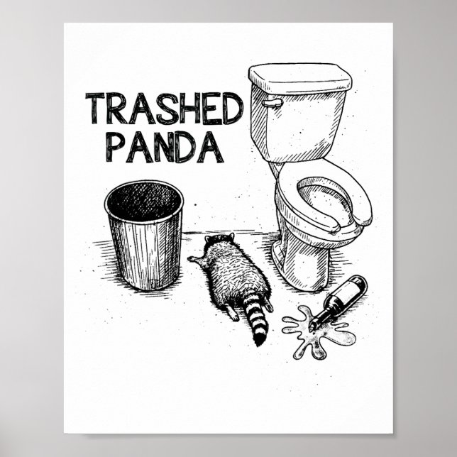 Póster Trashed Panda Funny Drunk Racoon  (Frente)