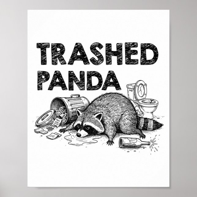 Póster Trashed Panda Funny Drunk Racoon Gets Drunk Meme F (Frente)