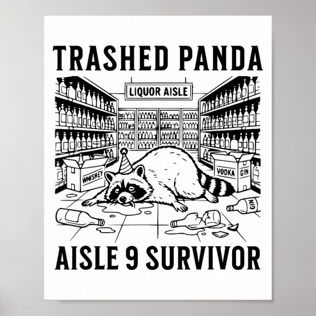 Póster Trashed Panda Liquore Funny Hangover Crazy Drunk R (Frente)