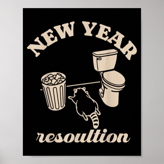 Póster Trashed Panda New Year Resolution Funny Drunk Racc (Frente)