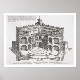 Póster Traslado de Villa Caprarola, Bagnaia (engravi