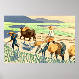Póster Trasplante de arroz Asano Takeji 1949