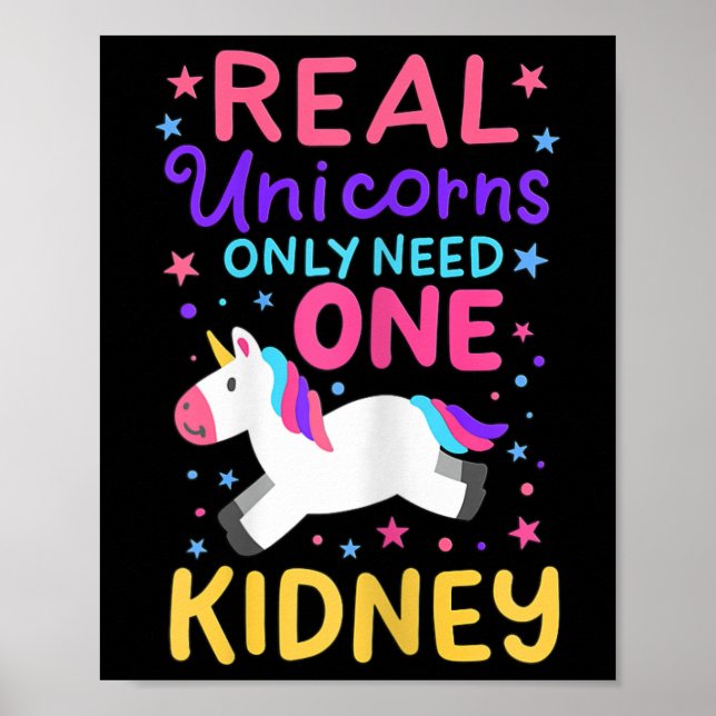 Póster Trasplante De Riñón Cirugía Renal Cute Unicornio P (Frente)