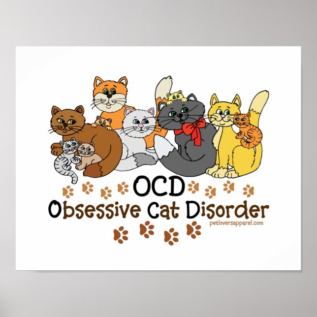 Póster Trastorno obsesivo del gato por OCD (Frente)