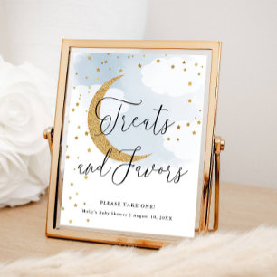 Póster Trata y favorece la mesa Baby Shower de la luna de