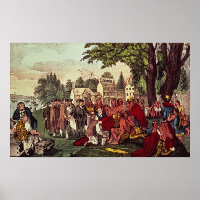Póster Tratado de William Penn con los indios (Frente)