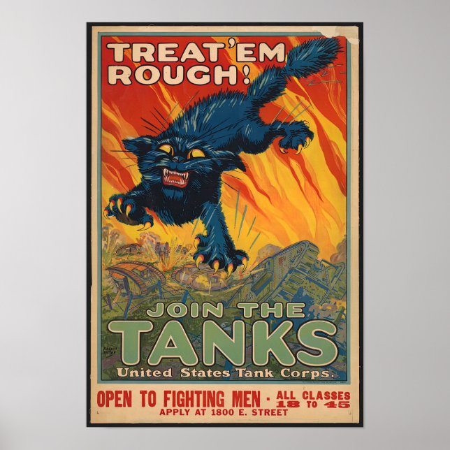 Póster Trátalos rudos - Únete a los tanques (Frente)