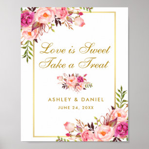 Póster Tratamiento de Boda de oro de Rubor rosa floral