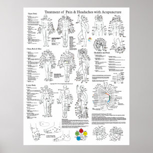 Póster Tratamiento de la acupuntura del dolor y de los