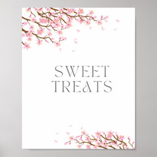 Póster Tratamientos dulces Rótulo de flores de cerezo par