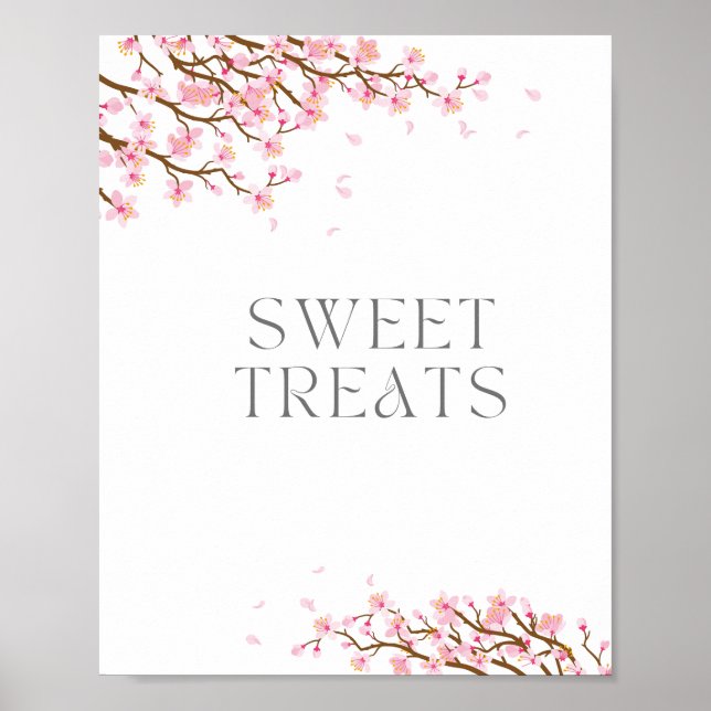 Póster Tratamientos dulces Rótulo de flores de cerezo par (Frente)