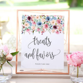 Póster Tratamientos + Favores Flor de Acuarela en Flor