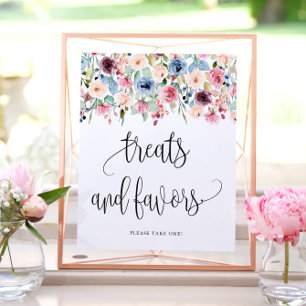 Póster Tratamientos + Favores Flor de Acuarela en Flor