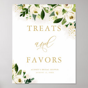 Póster Tratamientos florales de oro blanco y ducha favore