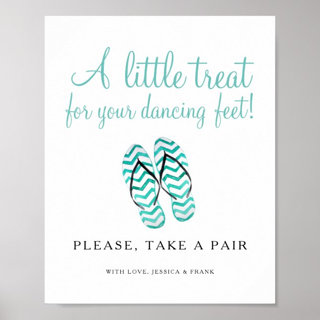 Póster Tratar Para Su Boda De Pies De Baile Flip Flops (Frente)
