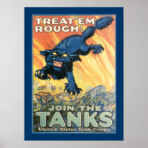 Póster Trátelos ásperos - únase a los tanques