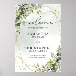 Póster Trato boda con el marco dorado del Boho eucalyptus
