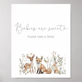 Póster Trato de Baby Shower para animales de Woodland