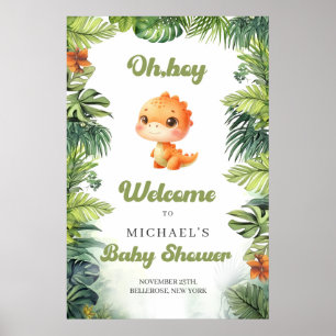 Póster Trato de canto acuático para bebé dino retro groov