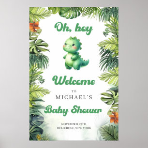 Póster Trato de canto acuático para bebé dino retro groov