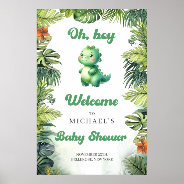 Póster Trato de canto acuático para bebé dino retro groov (Frente)