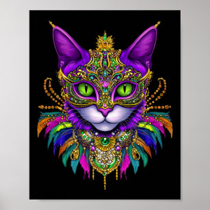 Póster Trato de Carnaval Gato Meowdi Gras Hombres Wo