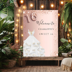 Póster Trato de color blanco con vestido dorado dulce 16