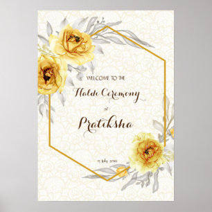 Póster Trato de Haldi personalizado geométrico con rosas