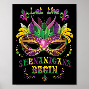 Póster Trato De Máscara De Mardi Gras Que Empiecen Los Sh