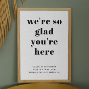 Póster Trato minimalista y moderno de boda blanco negro