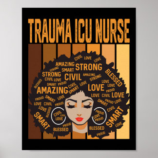 Póster Trauma Icu Nurse Powerful Black History Month Blac