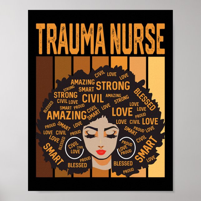 Póster Trauma Nurse Powerful Black History Month Black Pr (Frente)