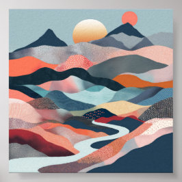 Póster Traumhafte Flussfahrt durch eine abstrakte Welt