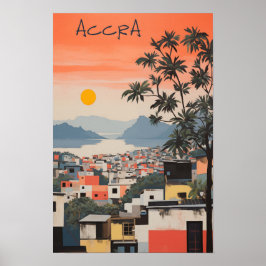 Póster Travel Aesthetic Painting City Accra Ghana