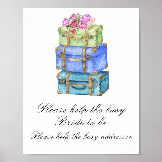 Póster Travel bags bridal shower Help the busy Bride (Frente)