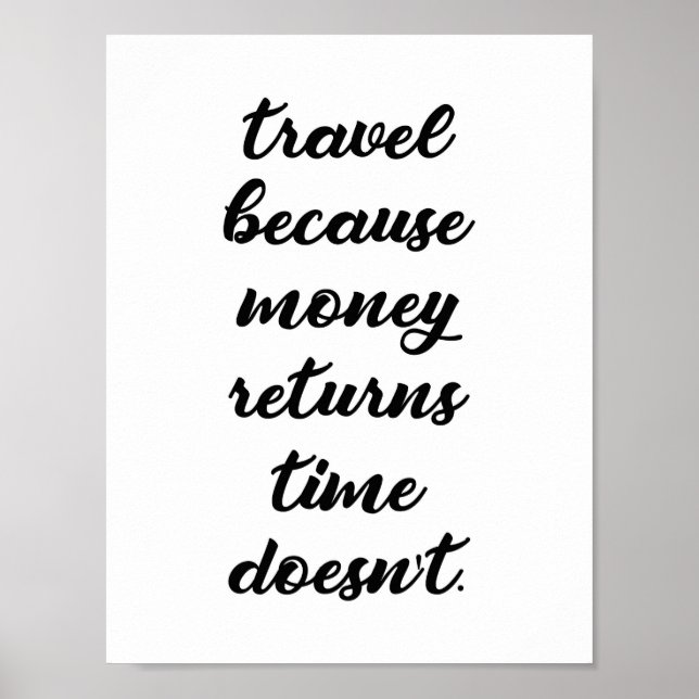 Póster Travel Because Money Returns Money Doesn't (Frente)