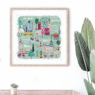 Póster Travel city   Illustration Art   Poster