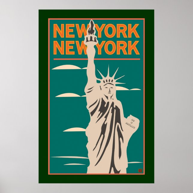 Póster TRAVEL-NY, NY Liberty (Frente)