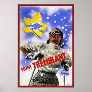 Póster Travel Poster Vintage Canada Mont Tremblant Skiing
