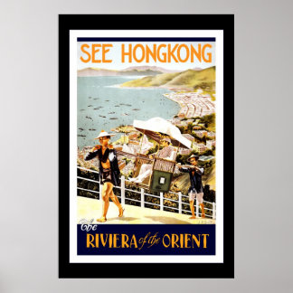 Póster Travel Poster Vintage Hong Kong Orient