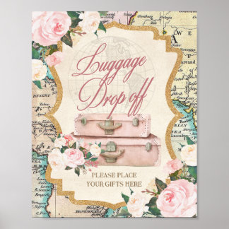 Póster TRAVEL theme LUGGAGE DROP OFF - GIFT Table Sign 