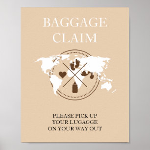 Póster Travel Themed Baby Shower Passport Baggage Claim