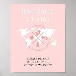 Póster Travel Themed Baby Shower Passport Baggage Claim