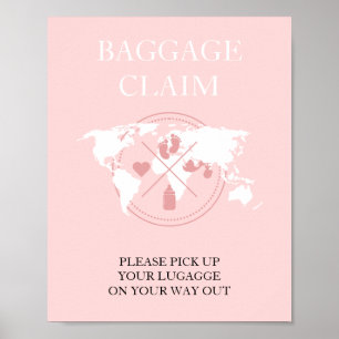 Póster Travel Themed Baby Shower Passport Baggage Claim  