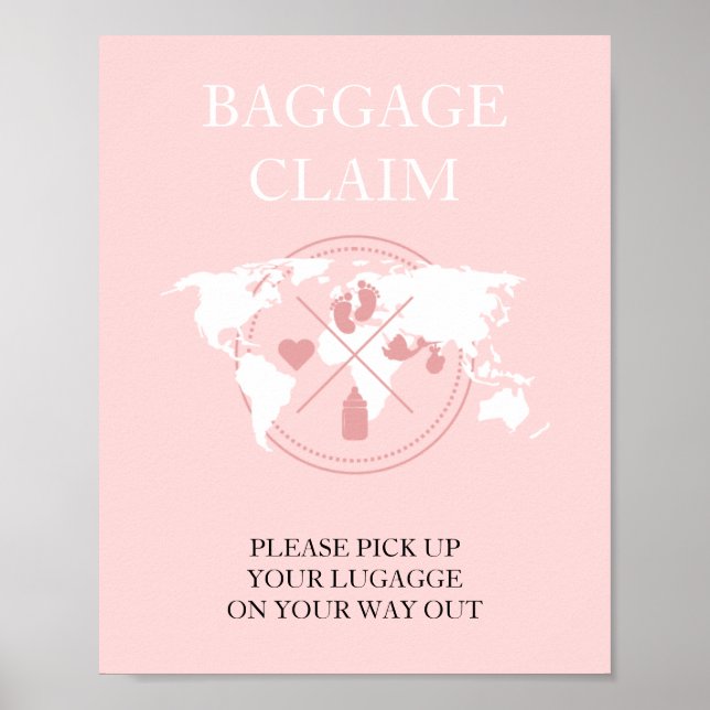 Póster Travel Themed Baby Shower Passport Baggage Claim   (Frente)