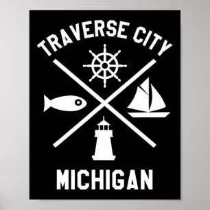 Póster Traverse City Northern Michigan Tee Sailing Boatin
