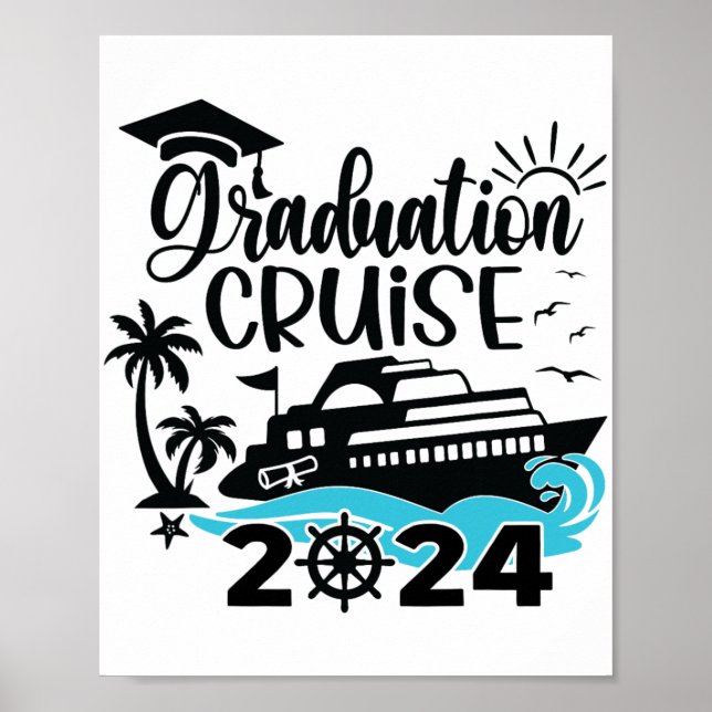 Póster Travesía de graduación Cruise 2024 Barco Fiesta Cr (Frente)