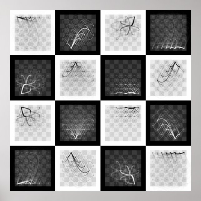 Póster Travesías de piezas de ajedrez (piezas negras y bl (Frente)