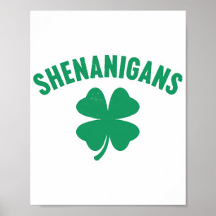 Póster Travesuras Trébol Día de San Patricio Retro 